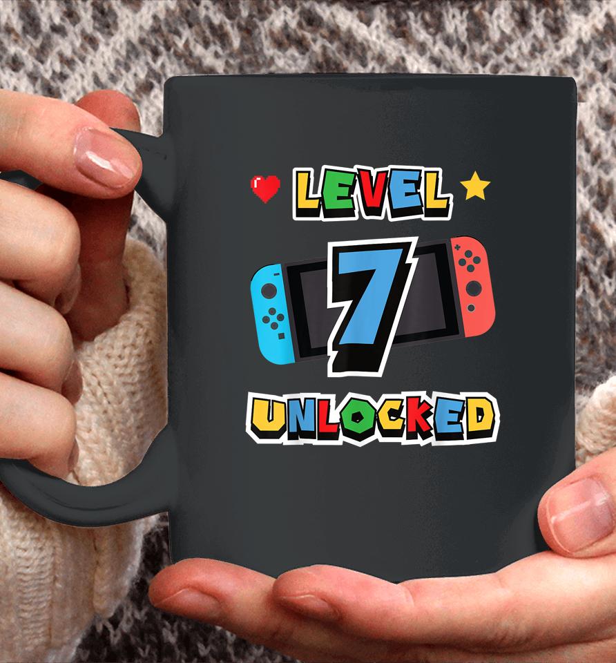 Level 7 Unlocked 7Th Birthday Kids Video Game 7 Years Old Coffee Mug