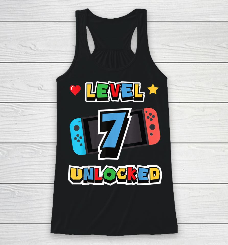 Level 7 Unlocked 7Th Birthday Kids Video Game 7 Years Old Racerback Tank