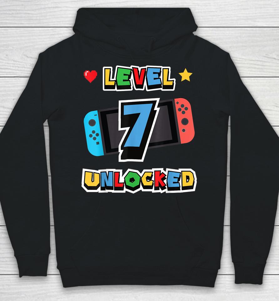 Level 7 Unlocked 7Th Birthday Kids Video Game 7 Years Old Hoodie