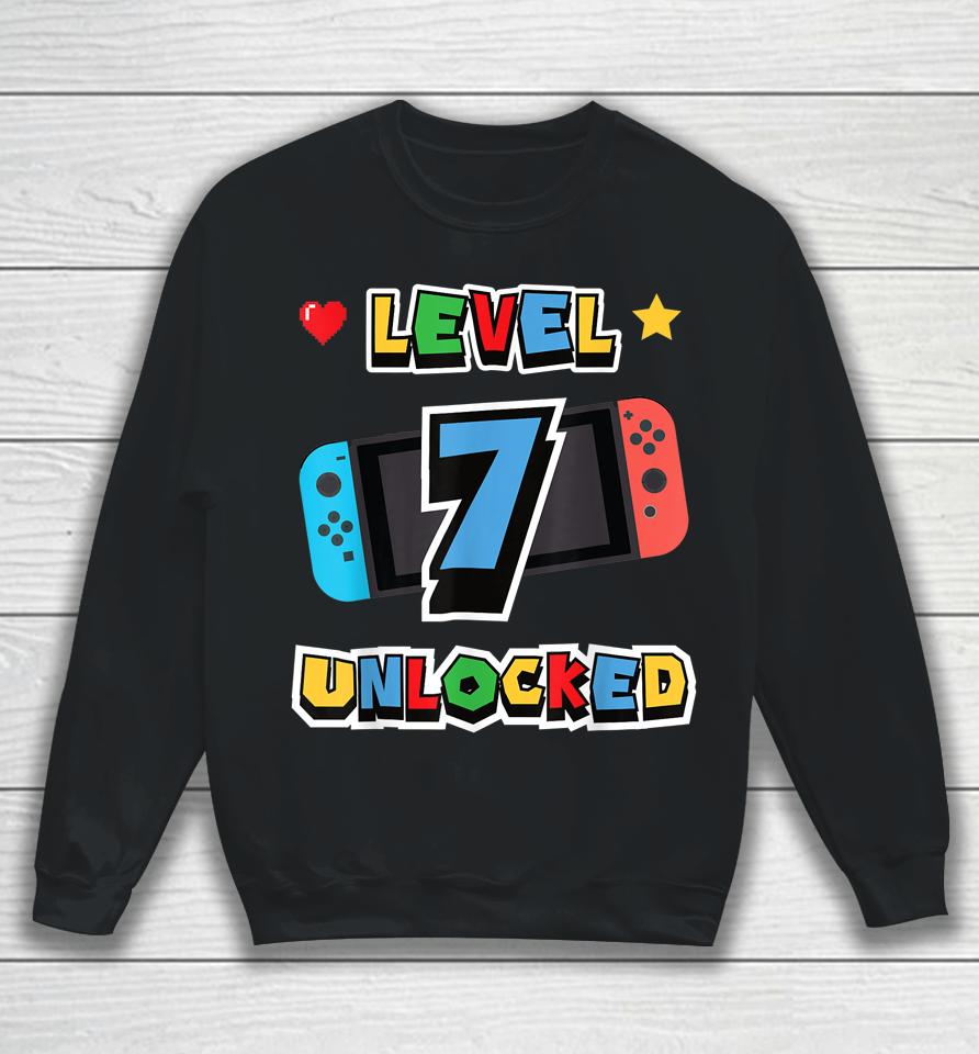 Level 7 Unlocked 7Th Birthday Kids Video Game 7 Years Old Sweatshirt