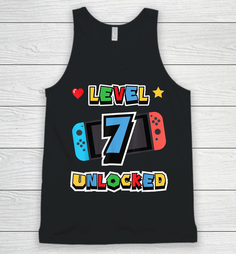 Level 7 Unlocked 7Th Birthday Kids Video Game 7 Years Old Unisex Tank Top