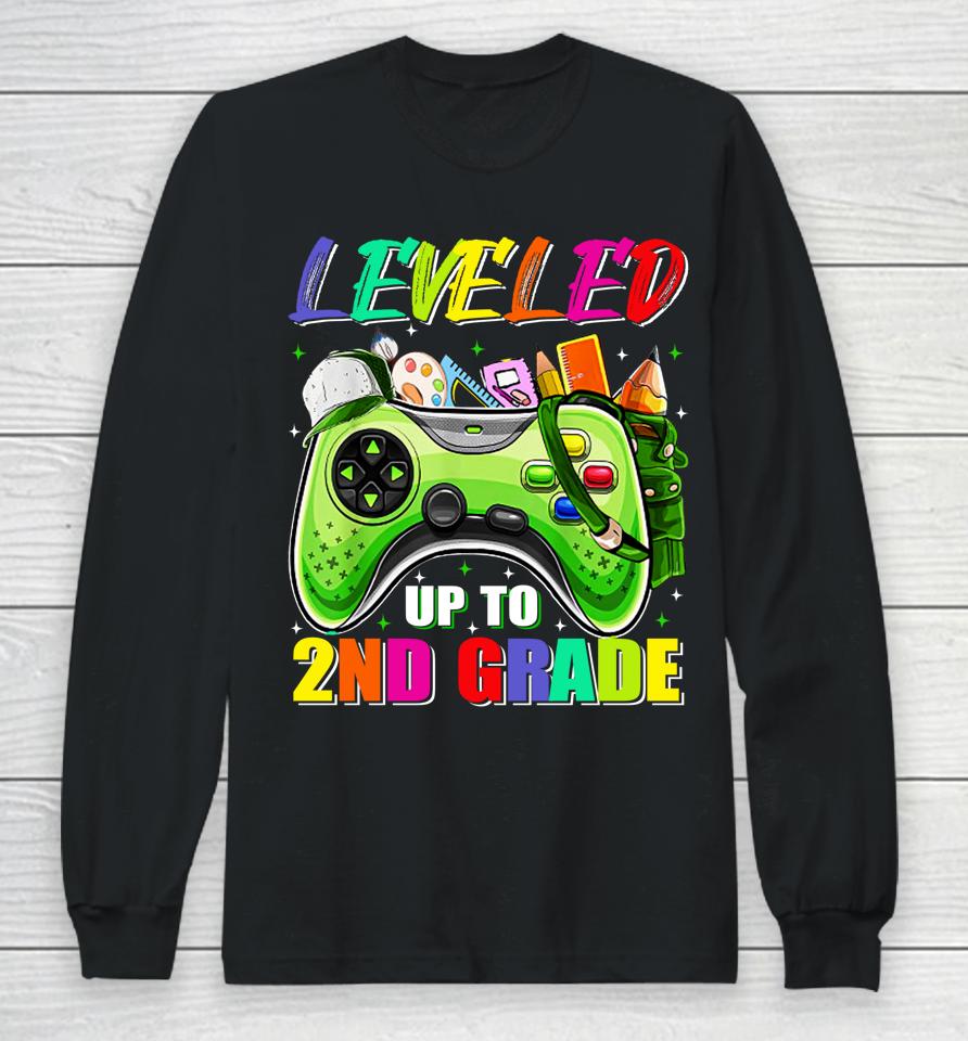 Leveled Up To 2Nd Grade Gamer Back To School First Day Boys Long Sleeve T-Shirt