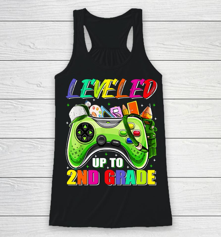 Leveled Up To 2Nd Grade Gamer Back To School First Day Boys Racerback Tank