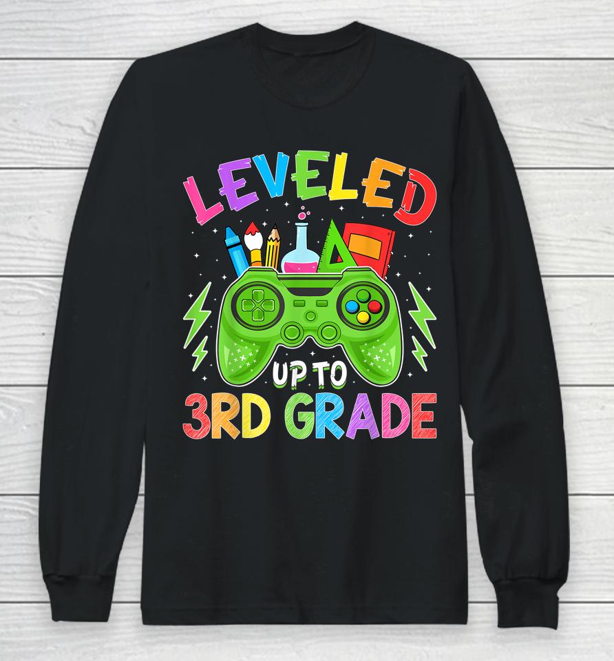 Leveled Up To 3Rd Grade Gamer Back To School First Day Boys Long Sleeve T-Shirt