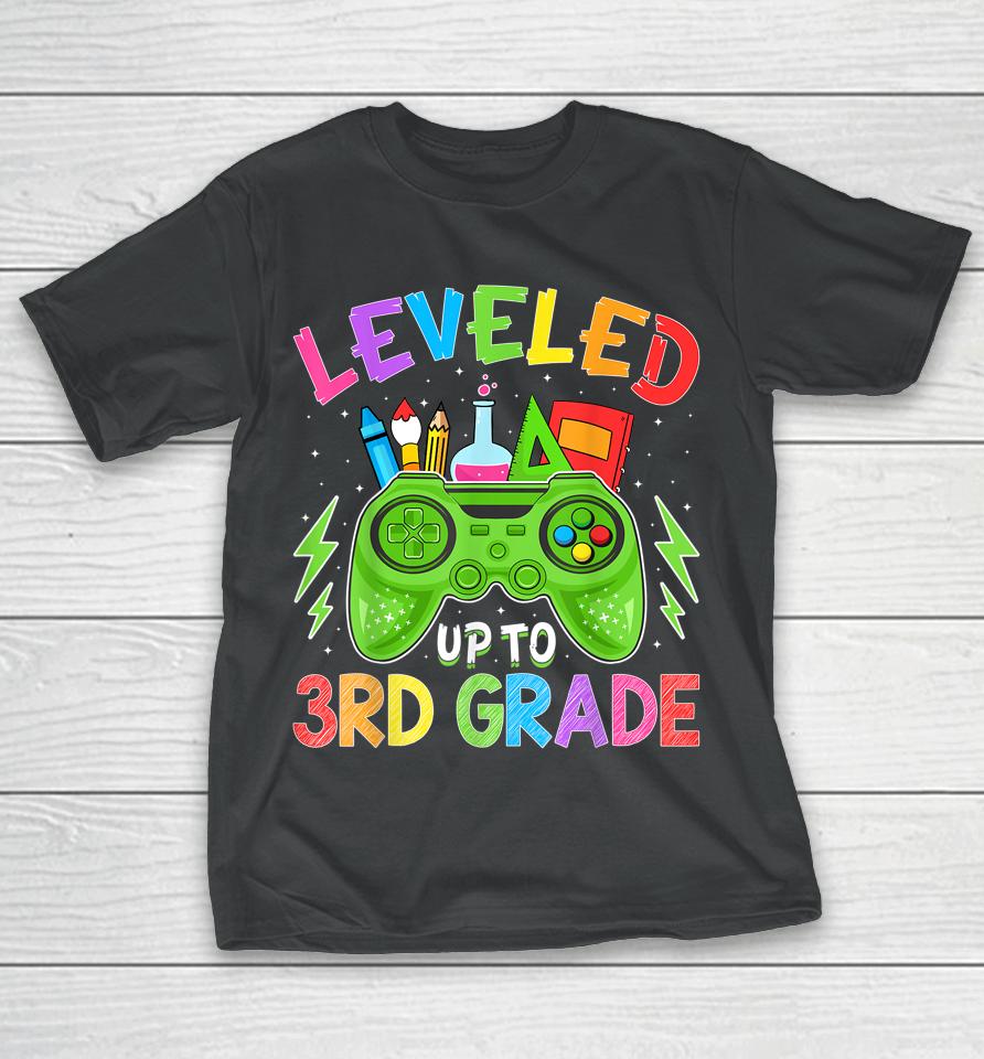 Leveled Up To 3Rd Grade Gamer Back To School First Day Boys T-Shirt
