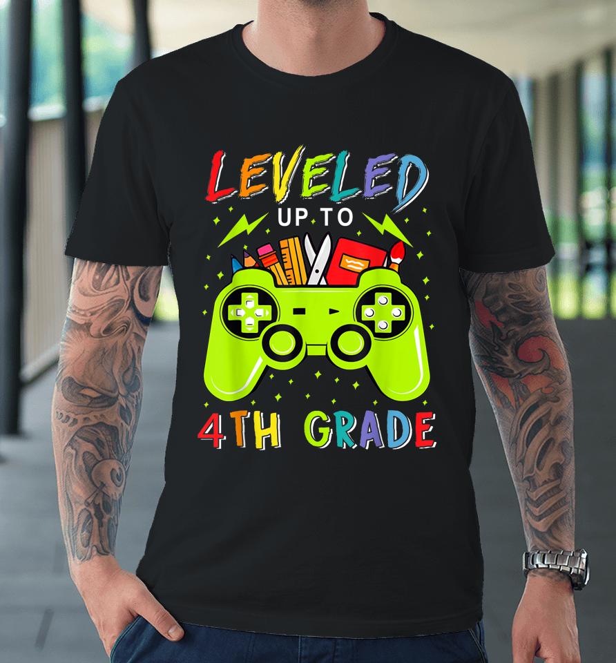 Leveled Up To 4Th Grade Gamer Back To School First Day Boys Premium T-Shirt