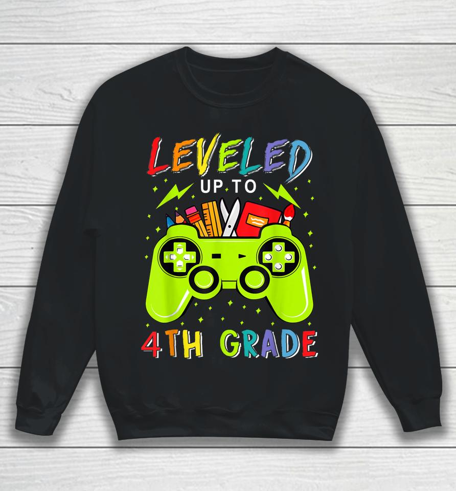 Leveled Up To 4Th Grade Gamer Back To School First Day Boys Sweatshirt