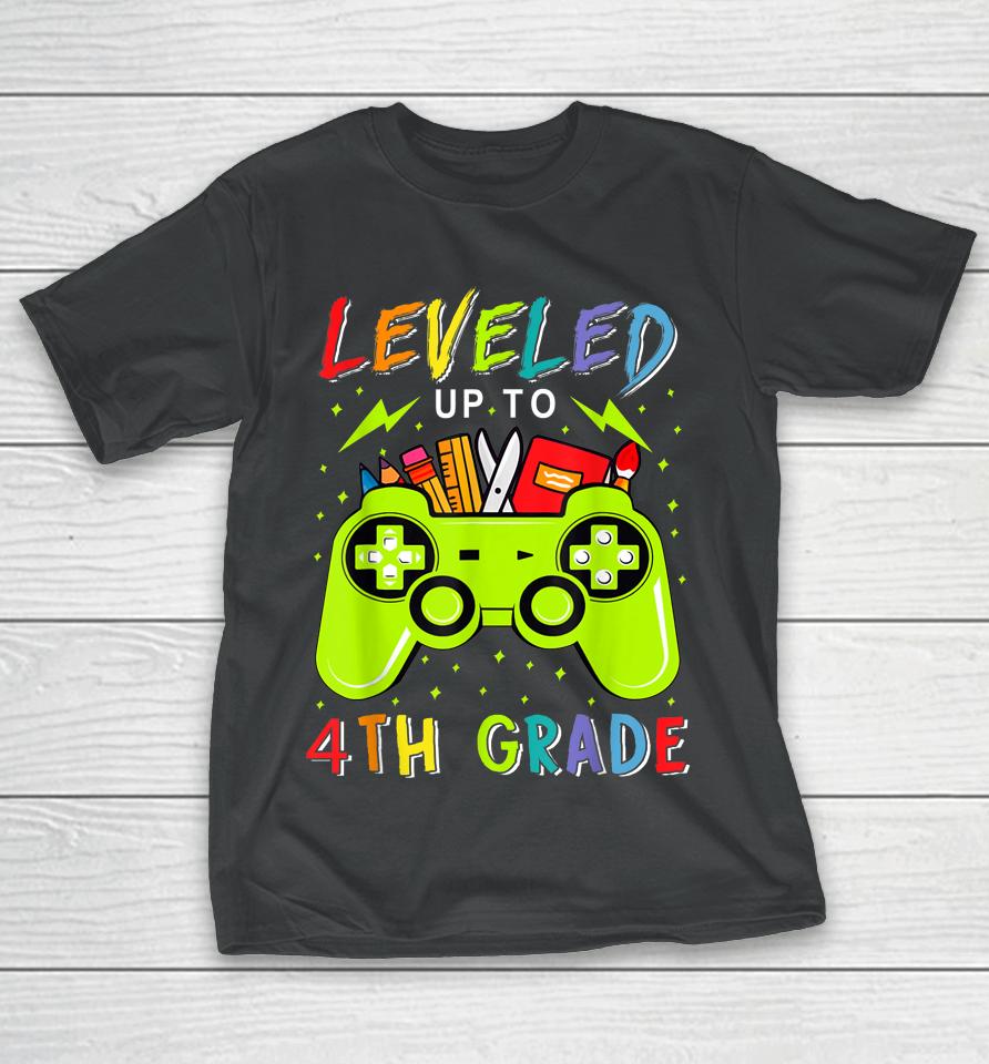 Leveled Up To 4Th Grade Gamer Back To School First Day Boys T-Shirt