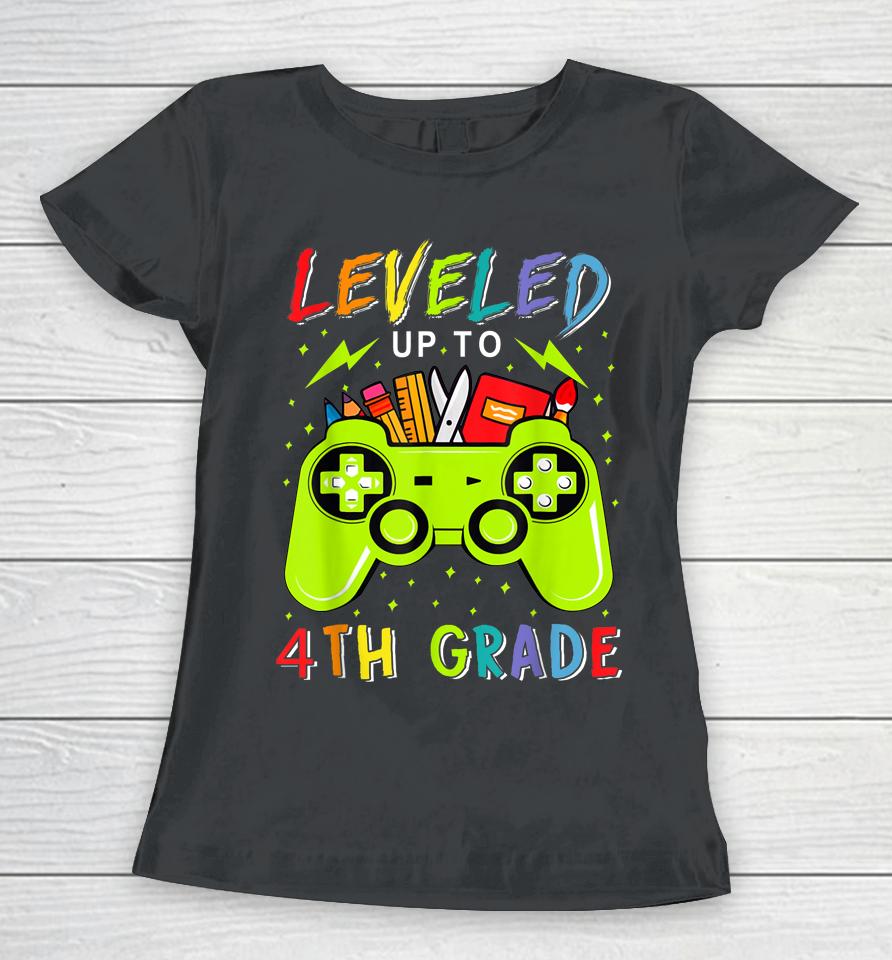 Leveled Up To 4Th Grade Gamer Back To School First Day Boys Women T-Shirt