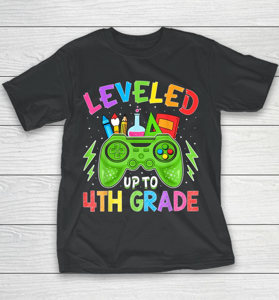 Leveled Up To 4Th Grade Gamer Back To School First Day Boys Youth T-Shirt