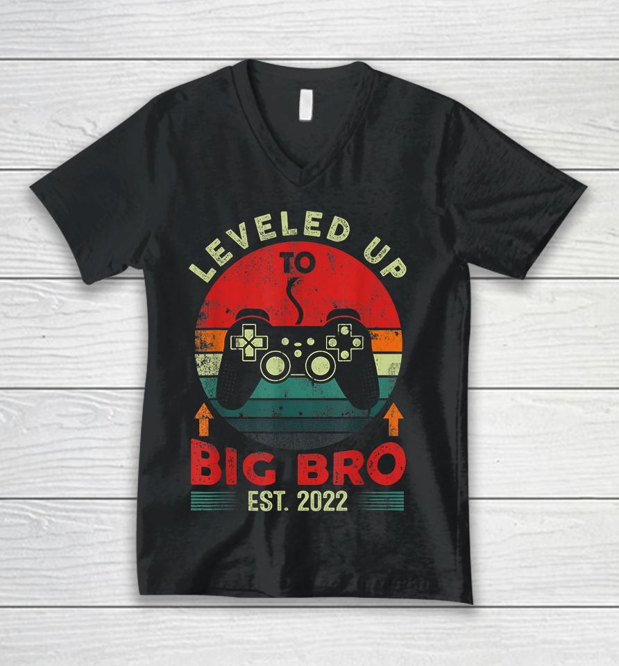 Leveled Up To Big Bro Est 2022 Promoted To Big Brother 2022 Unisex V-Neck T-Shirt