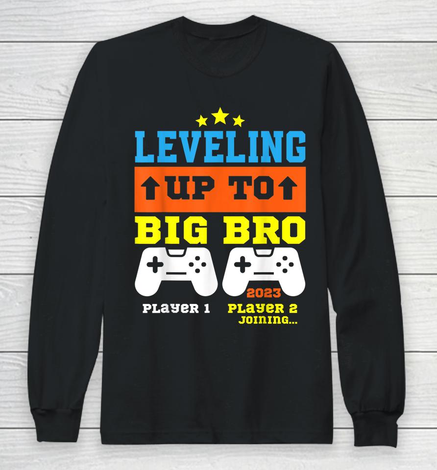 Leveling Up To Big Bro 2023 Pregnancy Announcement Boys Kids Long Sleeve T-Shirt