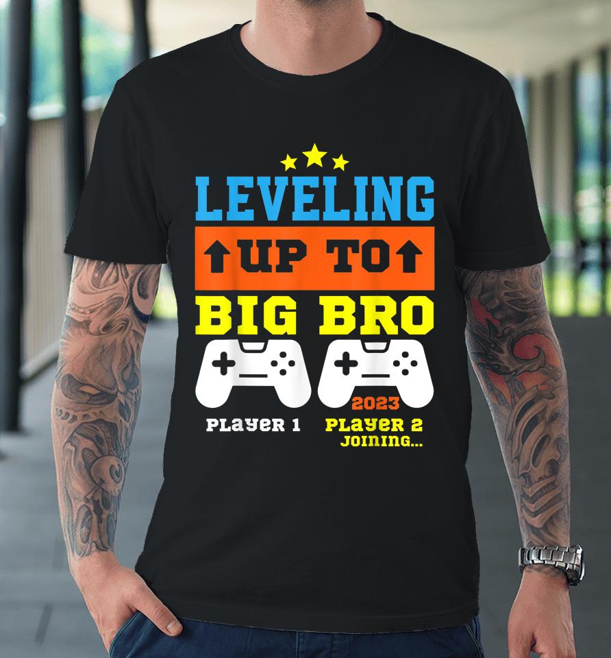 Leveling Up To Big Bro 2023 Pregnancy Announcement Boys Kids Premium T-Shirt