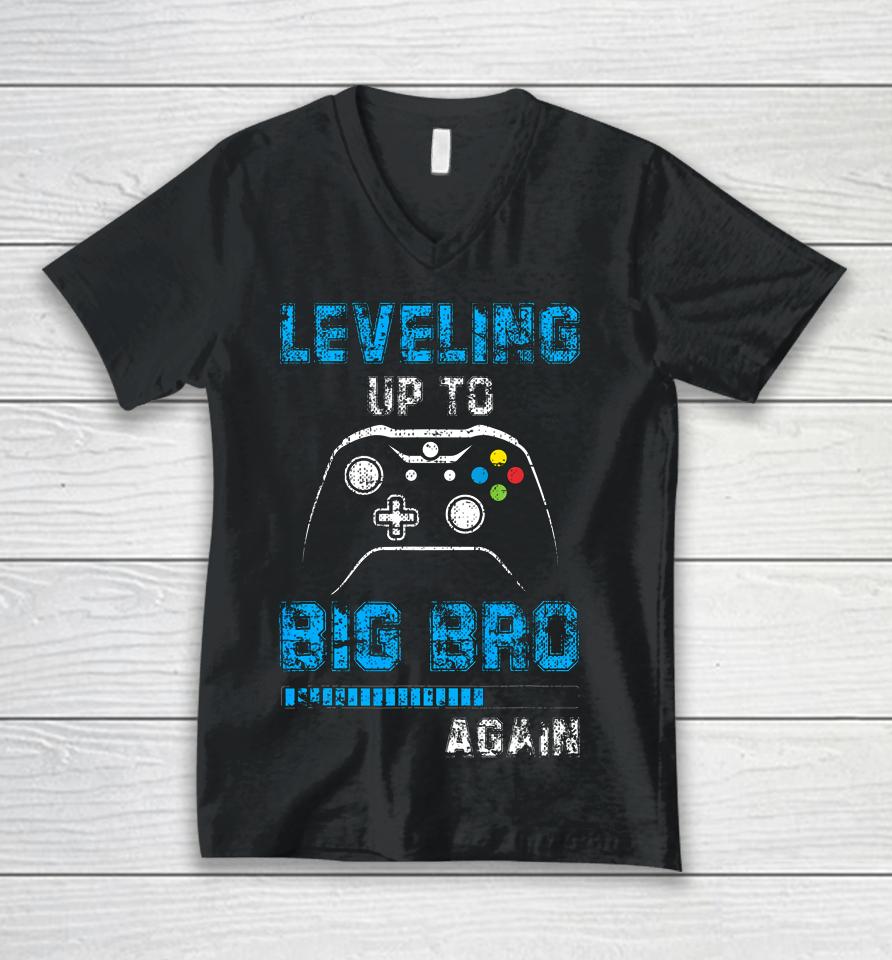 Leveling Up To Big Bro Again Gamer Gifts Unisex V-Neck T-Shirt