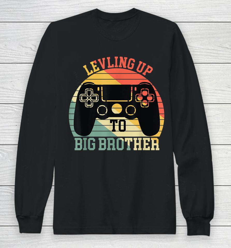 Leveling Up To Big Brother Funny Gamer Vintage Long Sleeve T-Shirt