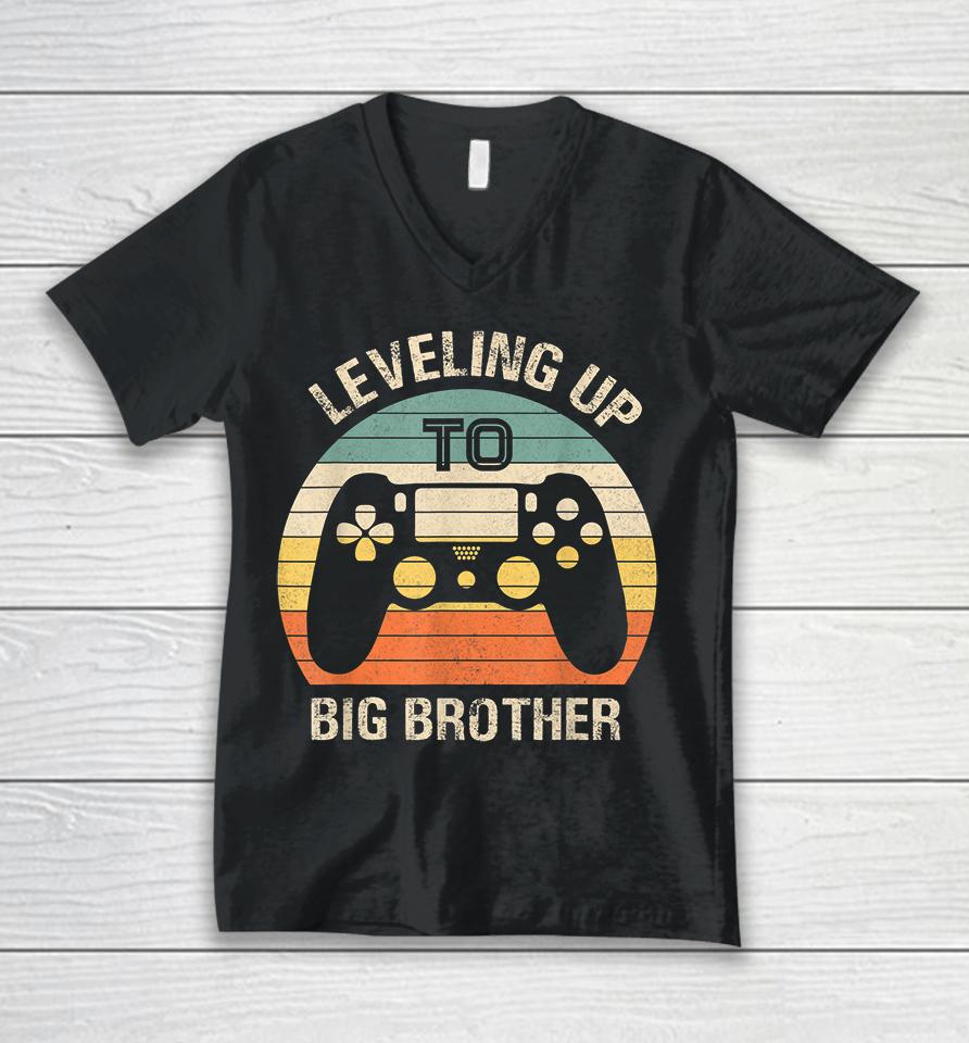 Leveling Up To Big Brother Gamer Vintage Unisex V-Neck T-Shirt