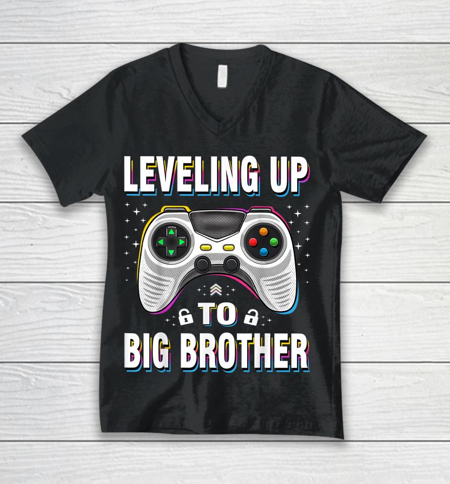 Leveling Up To Big Brother Unisex V-Neck T-Shirt