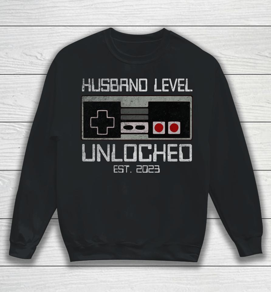 Leveling Up To Husband 2023 Funny Leveled Up Bachelor Party Sweatshirt