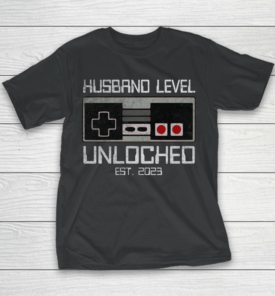 Leveling Up To Husband 2023 Funny Leveled Up Bachelor Party Youth T-Shirt
