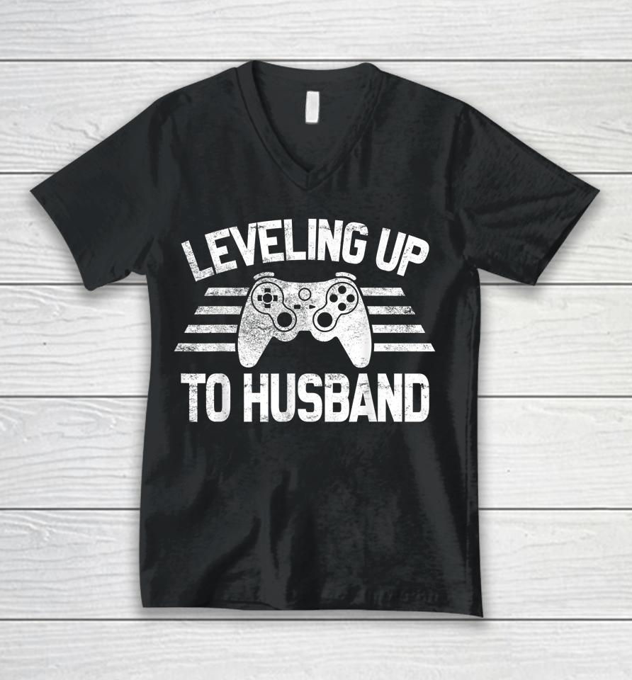 Leveling Up To Husband Funny Video Game Unisex V-Neck T-Shirt