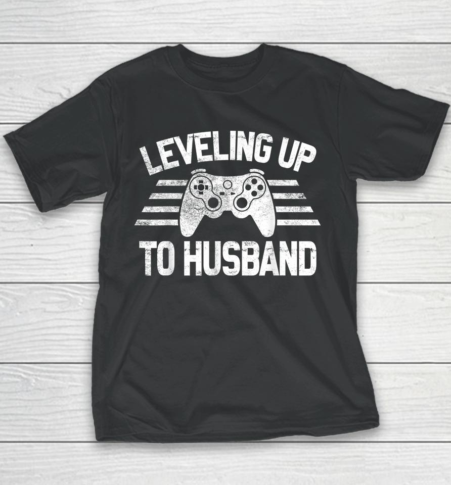 Leveling Up To Husband Funny Video Game Youth T-Shirt