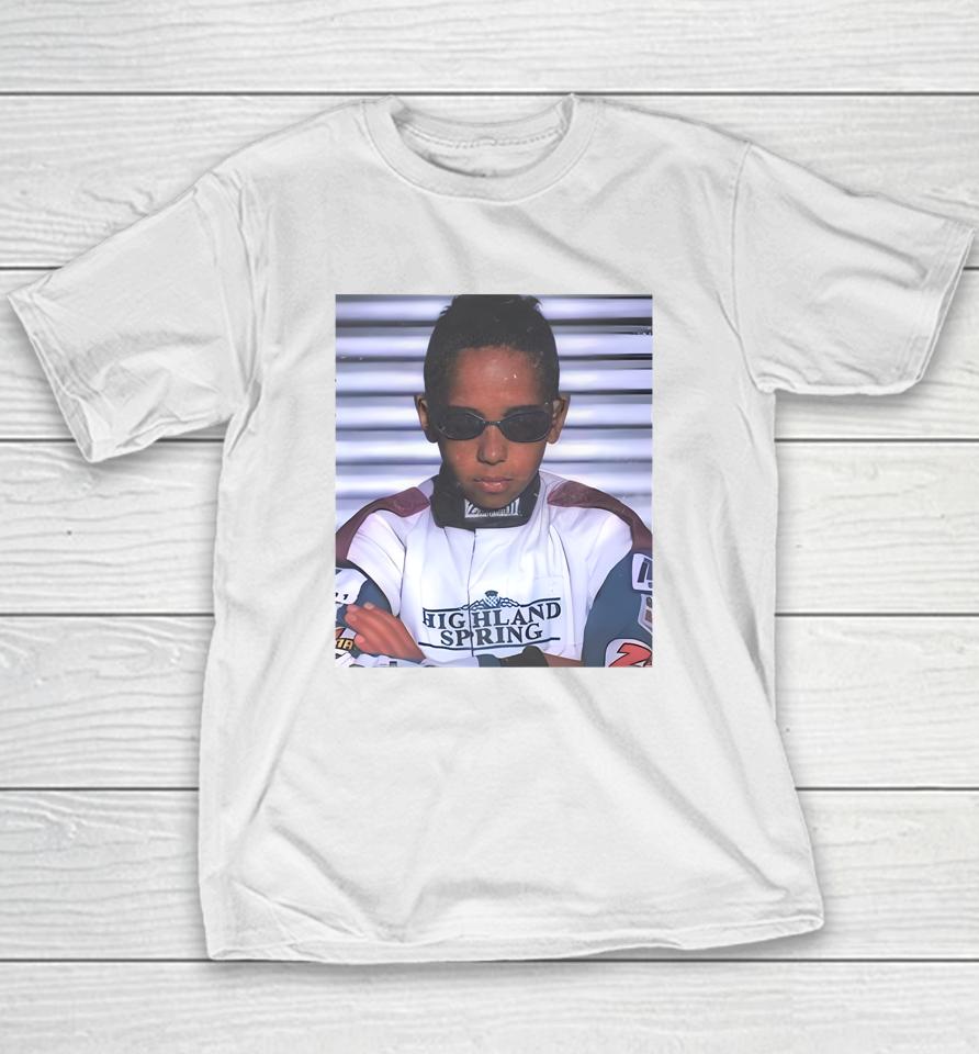 Lewis Hamilton Wearing Highland Spring Youth T-Shirt