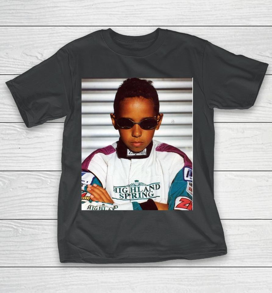 Lewis Hamilton Wearing Image Of Himself T-Shirt