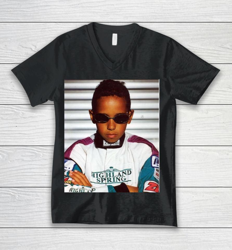 Lewis Hamilton Wearing Image Of Himself Unisex V-Neck T-Shirt