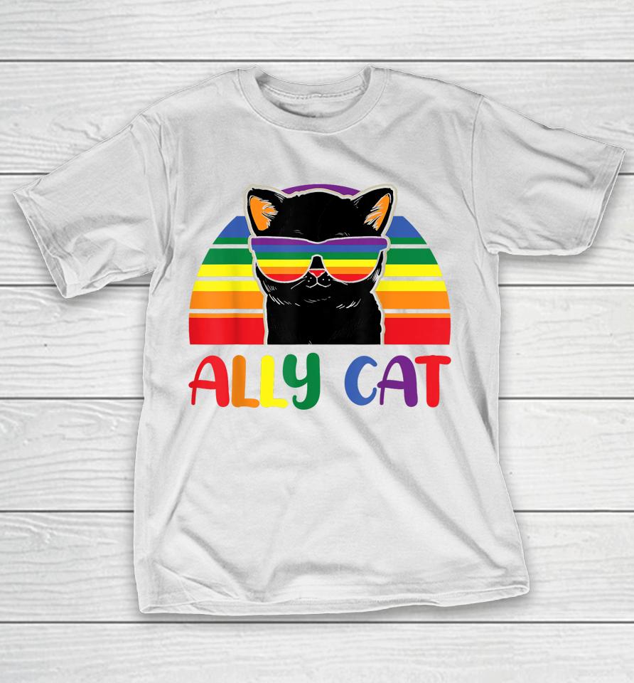 Lgbt Ally Cat Be Kind Gay Rainbow Funny Lgbtq Flag Gay Pride T-Shirt