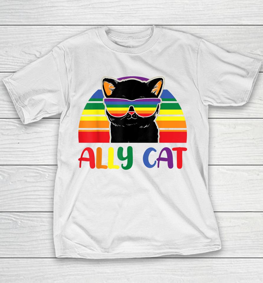 Lgbt Ally Cat Be Kind Gay Rainbow Funny Lgbtq Flag Gay Pride Youth T-Shirt