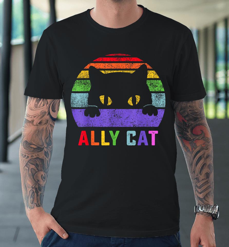Lgbt Ally Cat Be Kind Gay Rainbow Funny Lgbtq Gifts Premium T-Shirt