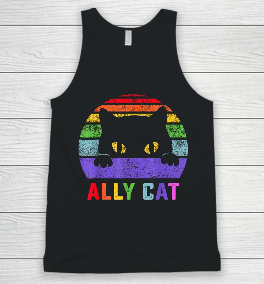 Lgbt Ally Cat Be Kind Gay Rainbow Funny Lgbtq Gifts Unisex Tank Top