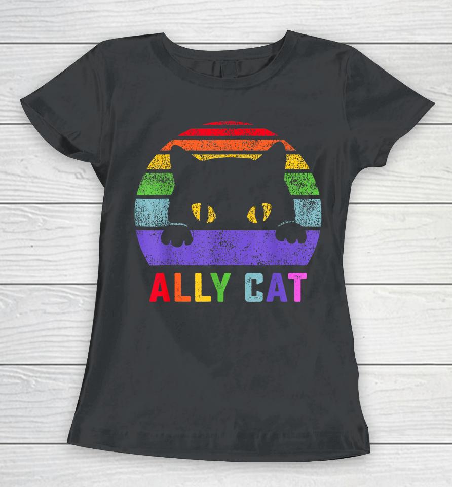 Lgbt Ally Cat Be Kind Gay Rainbow Funny Lgbtq Gifts Women T-Shirt