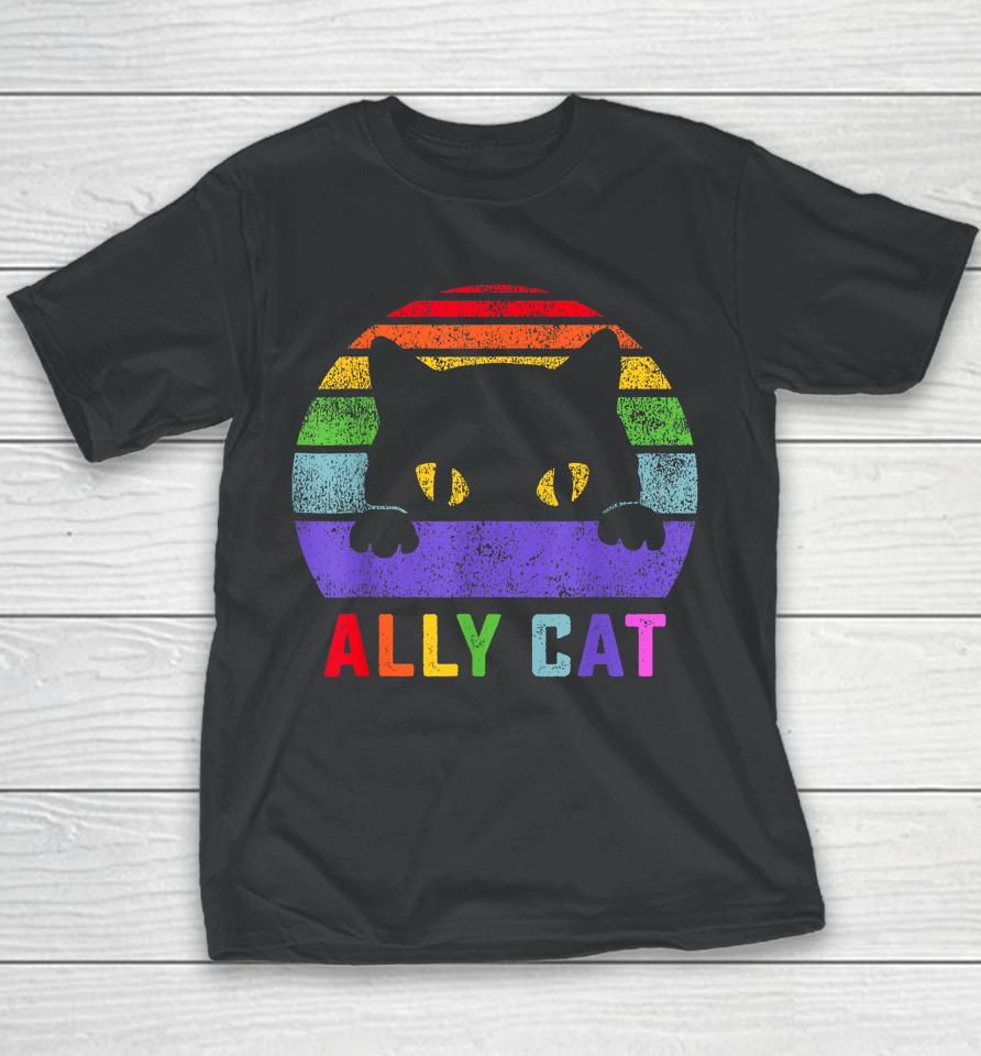 Lgbt Ally Cat Be Kind Gay Rainbow Funny Lgbtq Gifts Youth T-Shirt