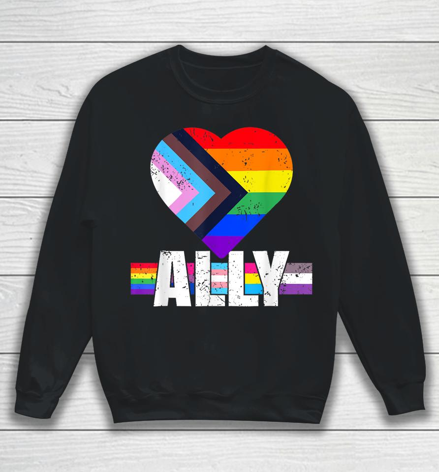 Lgbtq Ally For Gay Pride Month Transgender Flag Sweatshirt