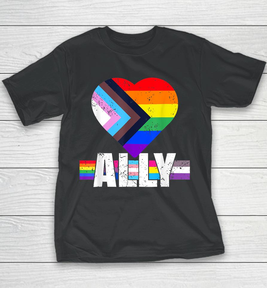 Lgbtq Ally For Gay Pride Month Transgender Flag Youth T-Shirt