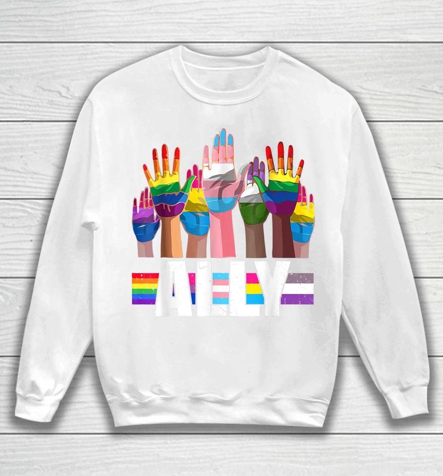 Lgbtq Ally For Gay Pride Month Transgender Flag Sweatshirt