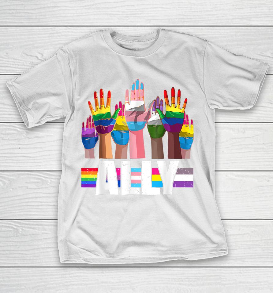 Lgbtq Ally For Gay Pride Month Transgender Flag T-Shirt