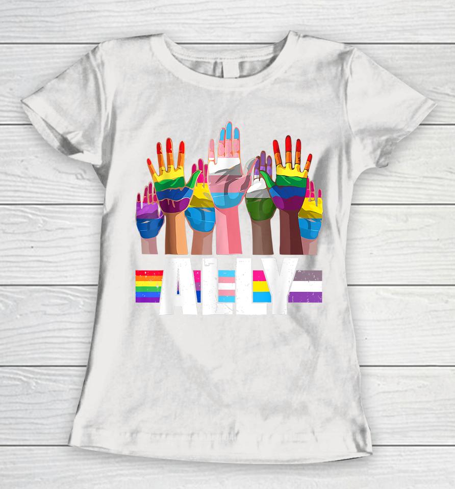 Lgbtq Ally For Gay Pride Month Transgender Flag Women T-Shirt