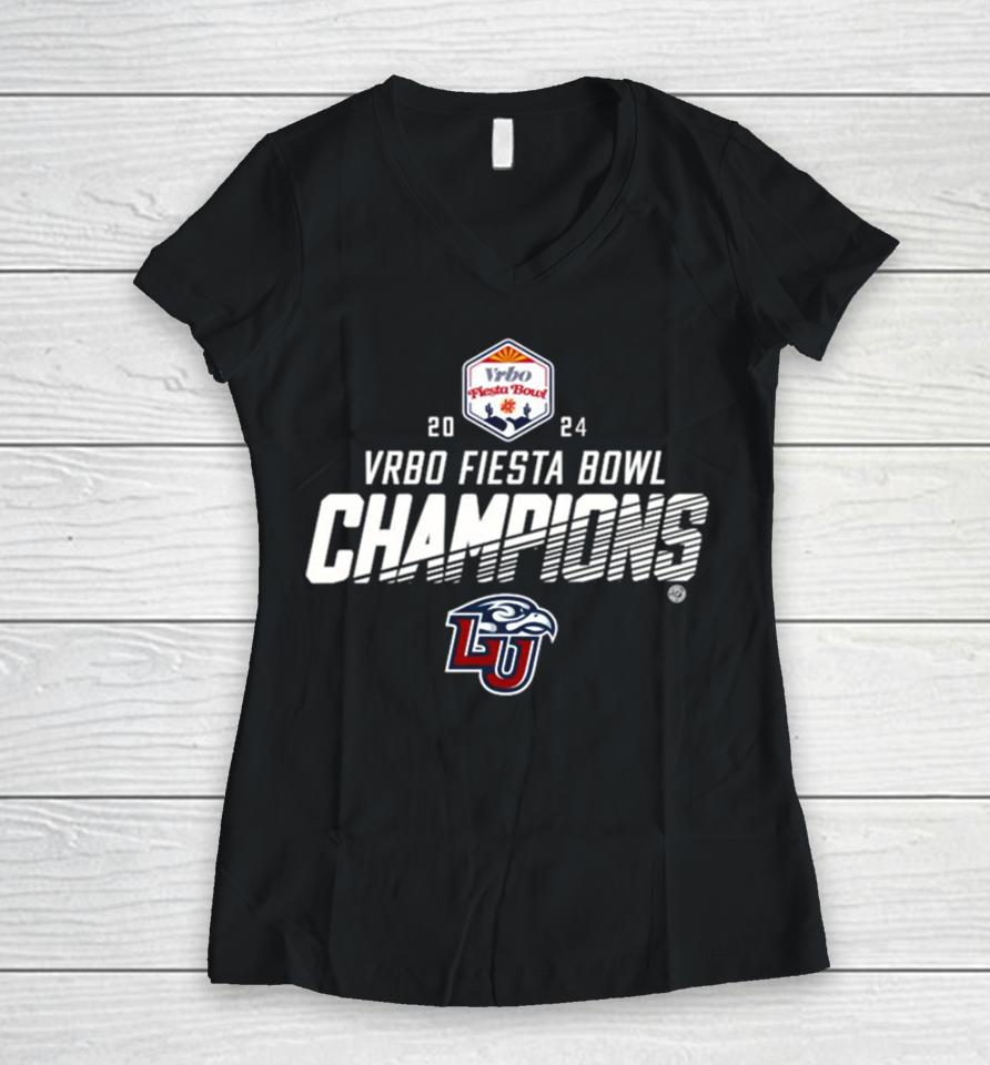 Liberty Flames 2024 Vrbo Fiesta Bowl Champions Women V-Neck T-Shirt