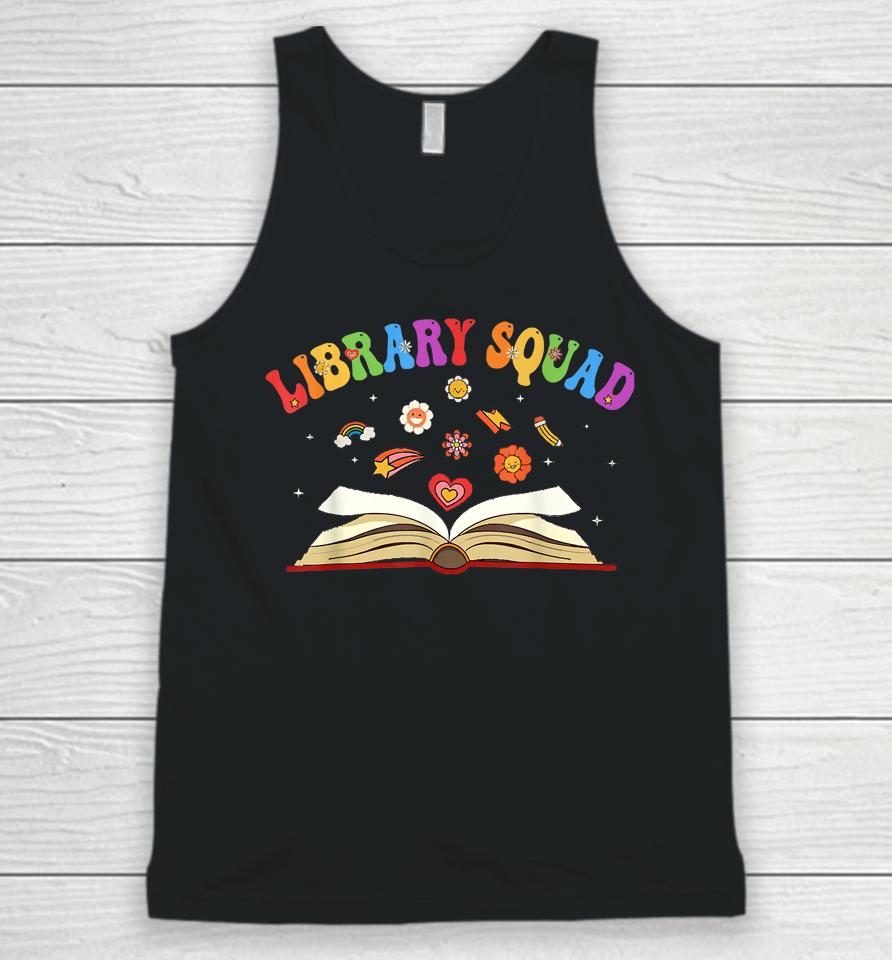 Library Squad Librarian Bookworm Book Lover Groovy Unisex Tank Top