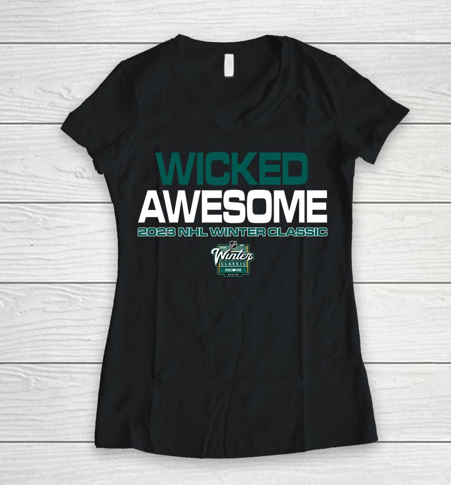 Lids Shop 2023 Nhl Winter Classic 47 Wicked Awesome Scrum Women V-Neck T-Shirt