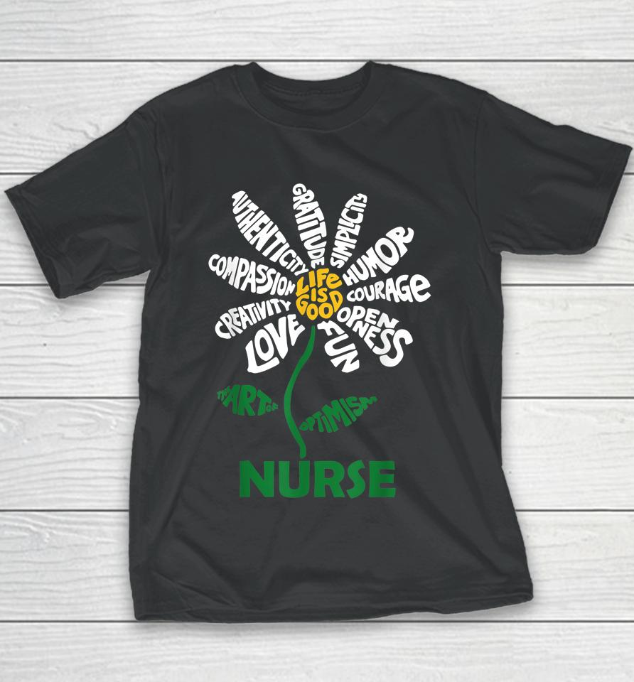 Life Is Good Nurse Daisy T-Shirt Nurse Flower Gifts Youth T-Shirt