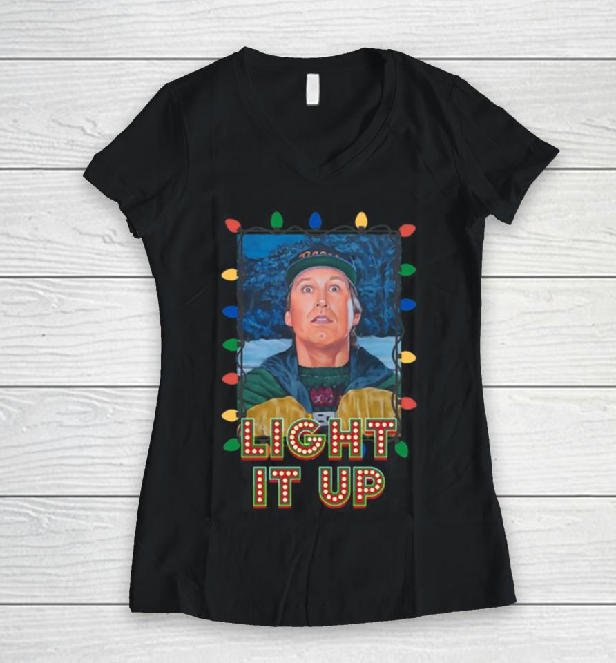 Light It Up Clark Griswold Christmas Vacation Women V-Neck T-Shirt