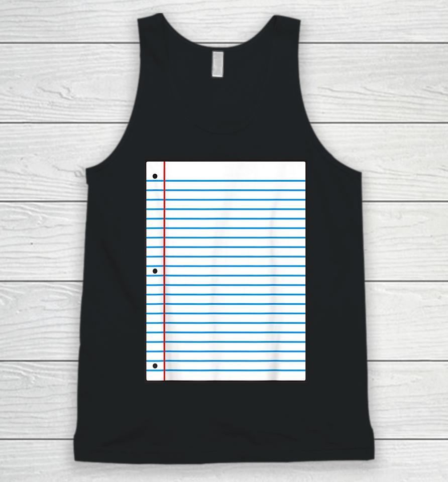Lined Paper Halloween Costume For Teachers Students Unisex Tank Top
