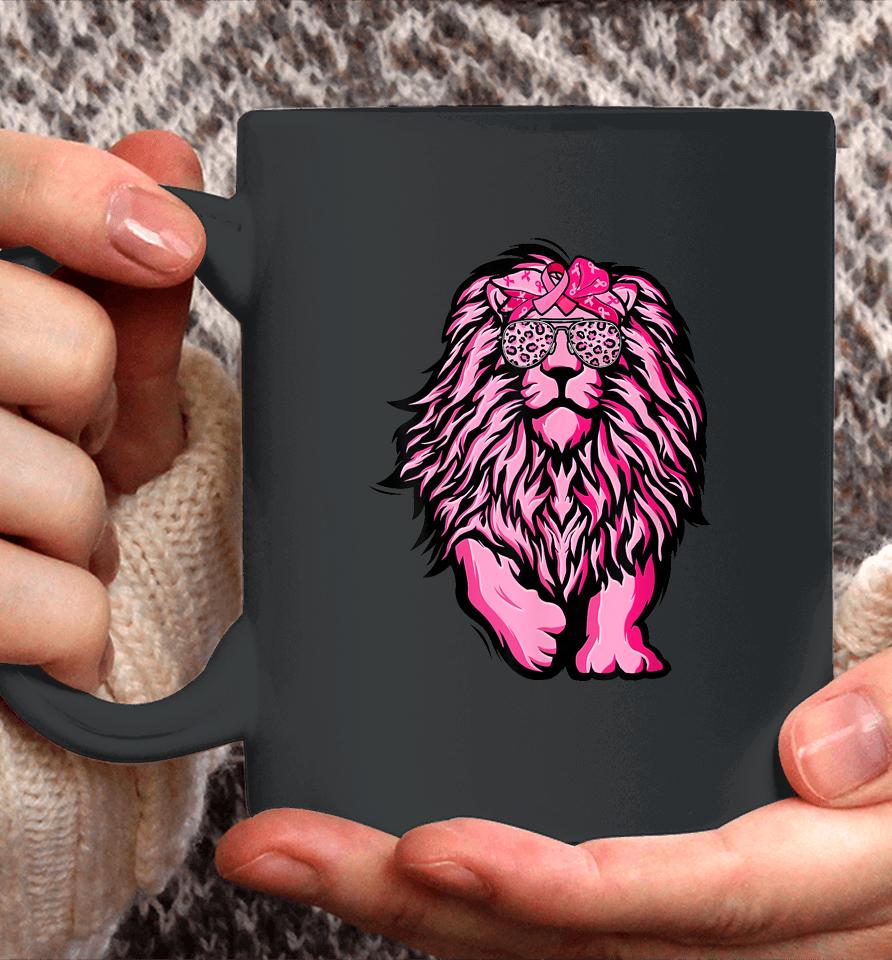 Lion Pink Bandana Ribbon Breast Cancer Awareness Warrior Coffee Mug
