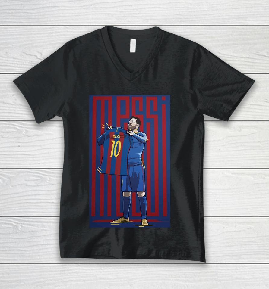 Lionel Messi Celebration Vs Real Madrid Unisex V-Neck T-Shirt
