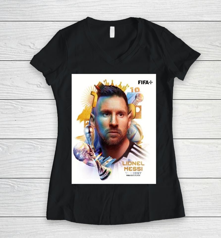 Lionel Messi The Goat Get The Best Fifa Men’s Player For A Wonderful 2023 Of Him Women V-Neck T-Shirt