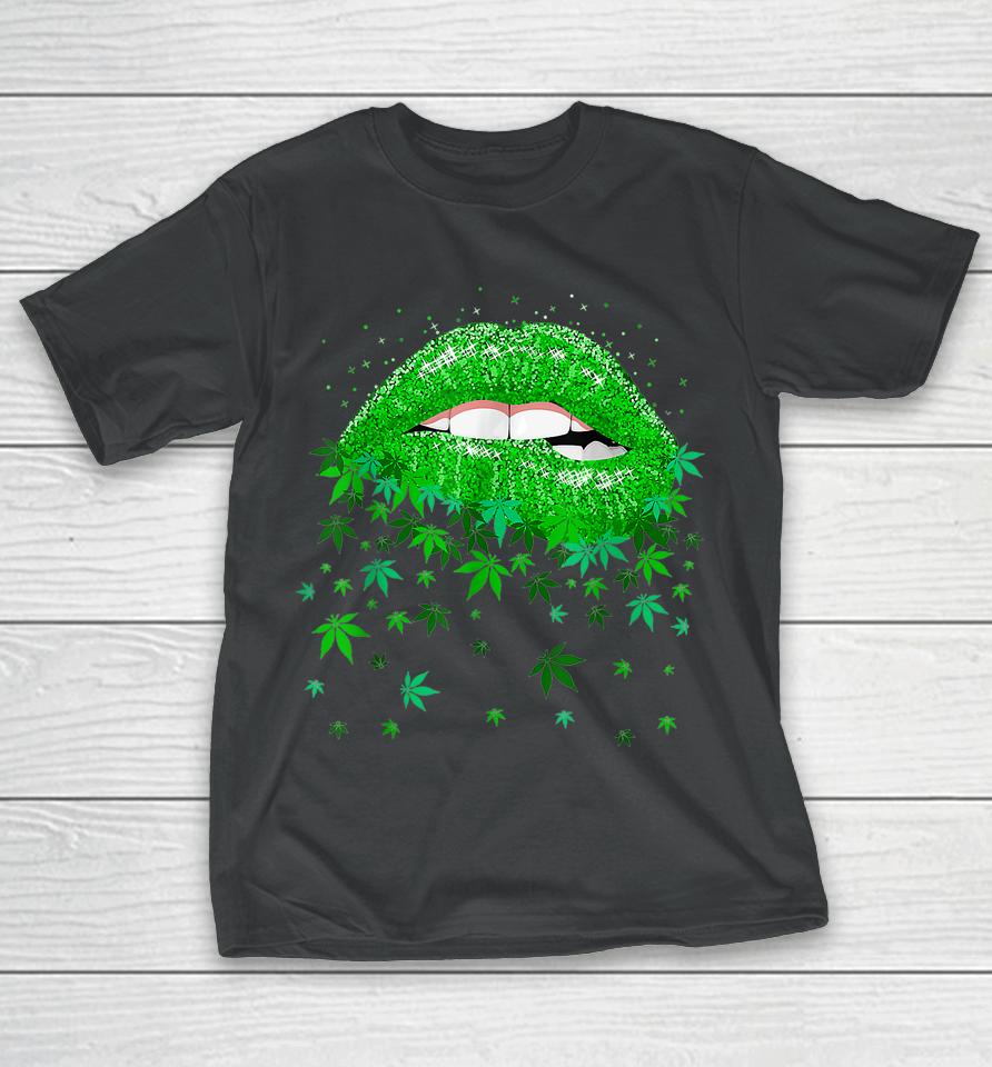 Lips Biting Cannabis Marijuana Weed Lovers Mother's Day T-Shirt