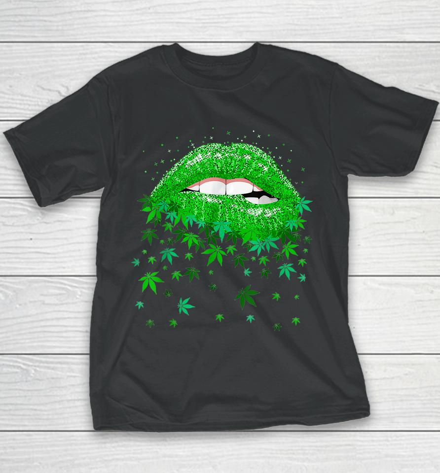 Lips Biting Cannabis Marijuana Weed Lovers Mother's Day Youth T-Shirt